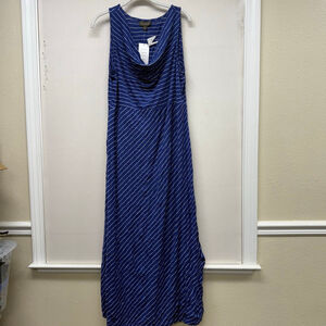 Women's Apropos Blue White Stripe Drape Maxi Dress L